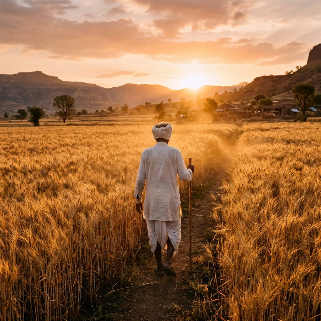 Indian farmer woman carrying fresh onion harvest at sunrise — Triyara Exports authentic farm-to-global supply